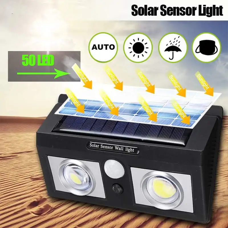 

NEW 50LED COB Solar Lights Outdoor PIR Motion sensor Night security LED wall lamp Waterproof Energy saving Garden Front door