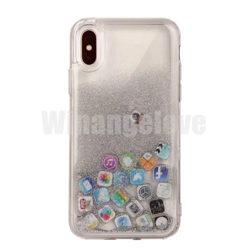 30 шт. для iPhone 11 pro XS max Модные прозрачные блестящие динамические жидкие чехлы для телефонов с зыбучим песком