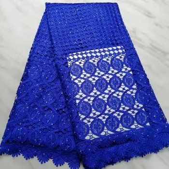 

Rhinestones African Cord Lace Fabrics Water Soluble Style Nigerian Royal Blue Indian Women Wedding Laces Cord Stones Net Fabrics