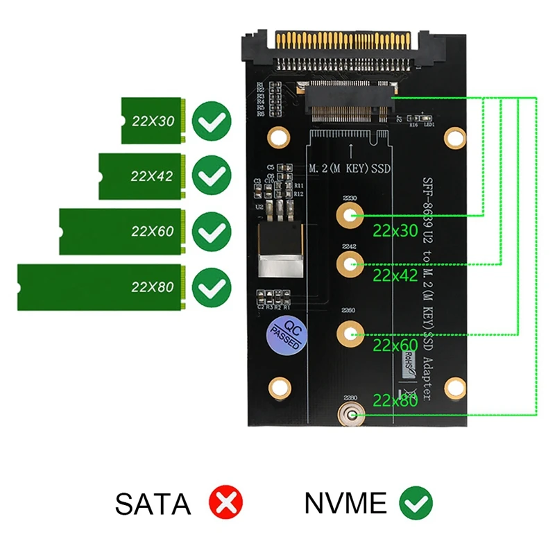 AAAJ-добавить на карты M.2 SSD в U2 адаптер NVME M.2 SSD U2 ключ карты M с черным радиатором