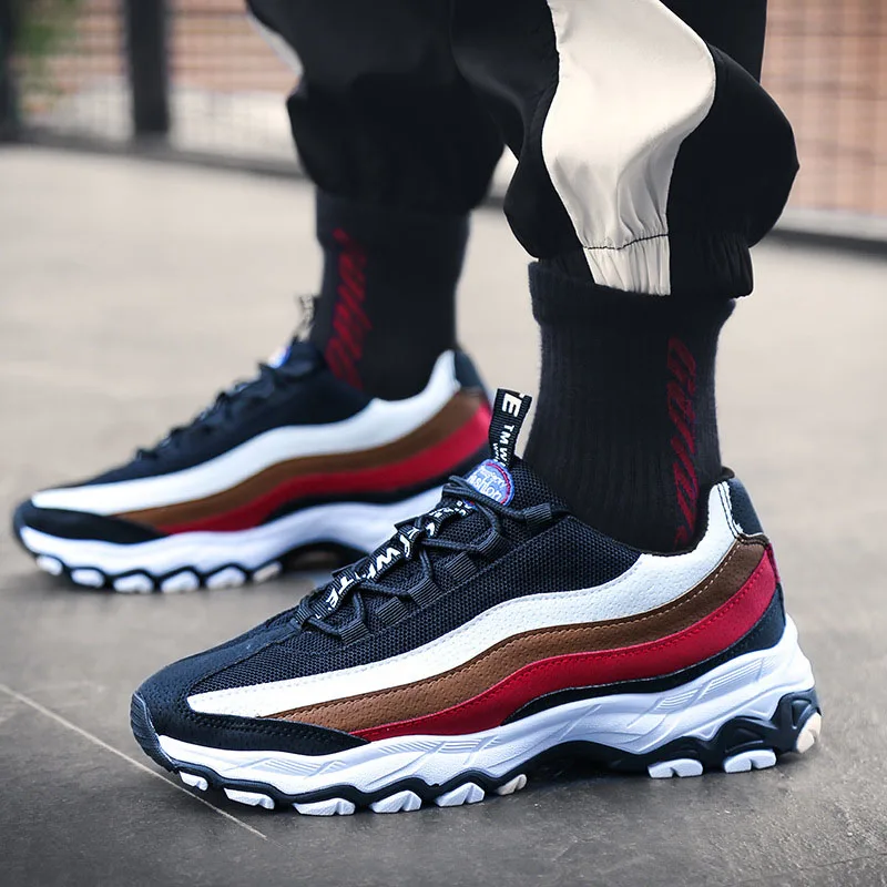 Online Men s Mesh Breathable Sneakers Color Matching Fashion Design Trend Casual Shoes Non slip Wear Running Sports Style Men s Shoes