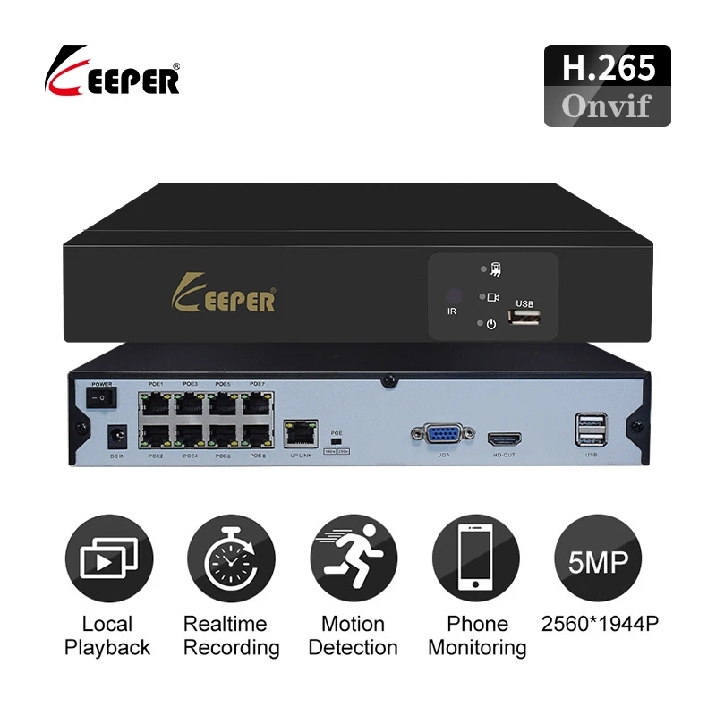 Система охранного видеонаблюдения POE NVR 8CH 4CH H.265 Onvif видеорегистратор Hi3536D + 2 Гб 720P