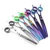 7 inch curved shears Professional 440c pet dog grooming thinning curved scissors toothed blade shears thinning rate about 45% 1