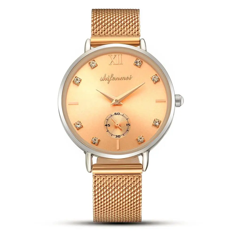 rose gold Shifenmei часы для женщин люксовый бренд часы для женщин бриллиантовый браслет часы для девочек часы для женщин нержавеющая сталь Relogio Feminino - Цвет: rose gold