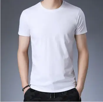 

ZNG 2020 New Men T Shirt Casual Loose Short Sleeve Slim Men's Basic Tops Tees Summer Stretch Solid T-shirt Male Clothing