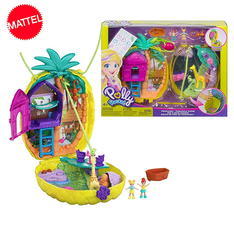 Original Polly Pocket Doll Wearable Pineapple Purse Hot Toys for Girls Juguetes Mini Dolls Baby Toys for Children Birthday Gift