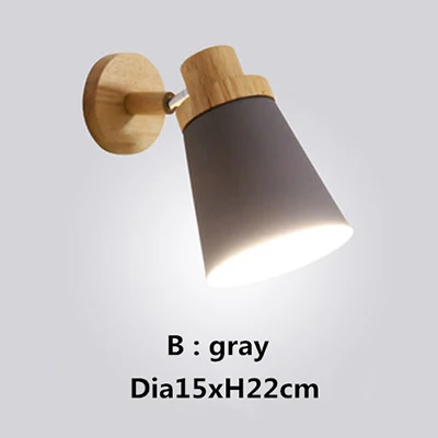 Скандинавский деревянный светодиодный настенный светильник для спальни для чтения настенный прикроватный бра Luminaira современный E27 настенный светильник dec светильник ing - Цвет абажура: Bgrey