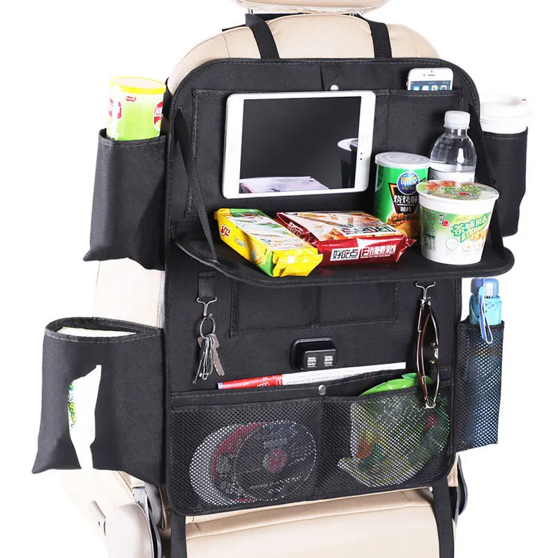 Stowing Tidying Car Seat Organizer Pocket Universal Back Folding Table Tablet Holder Tray Trunk Net Container | Автомобили и