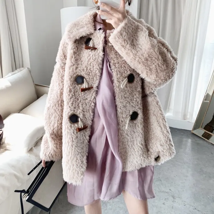 Real Fur Coat Women Wool Jacket for Women Clothes Korean Winter Coat Women Abrigos Mujer Invierno YY921 - Цвет: Yan Mai