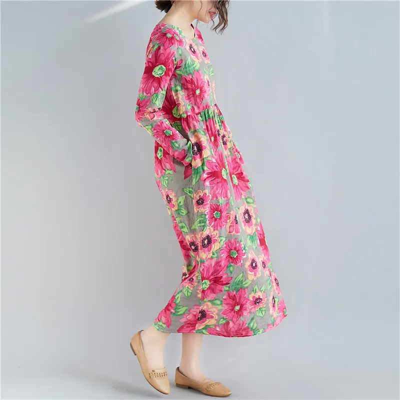 Photo Shoot Currently Available Cotton Comfortable Large Size Large Flower Dress