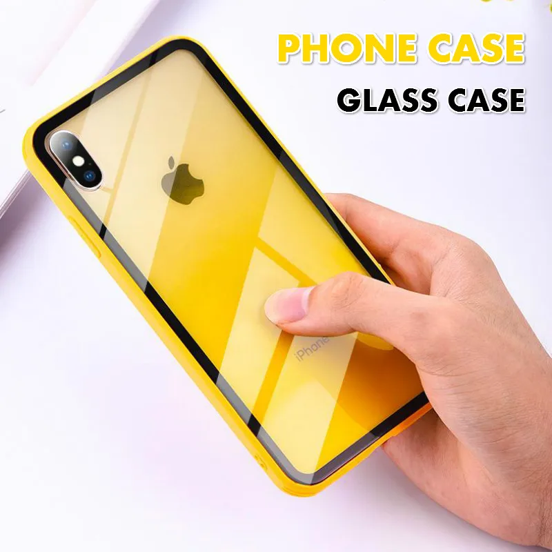 Чехол для телефона с градиентным закаленным стеклом iPhone Xs Max Xr X 8 7 6 6s Plus мягким