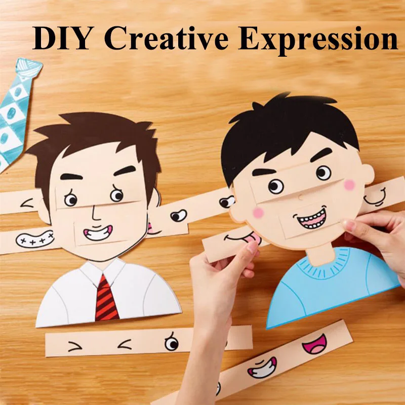 Bricolage créatif Expression faciale Puzzle jouet maternelle aides pédagogiques Expressions faciales jouets éducatifs jouets faits à la main pour les enfants