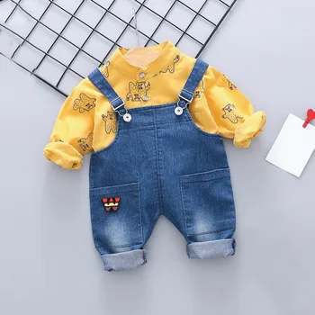 

Baby Boys Clothes New cotton t-shirt with demin overalls baby clothes summer children clothing