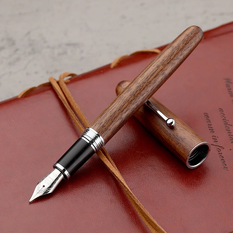 

High Quality Jinhao Fountain Pen Medium Nib Retro Wooden Pen for Writing Financial Stationery Gift Box Set