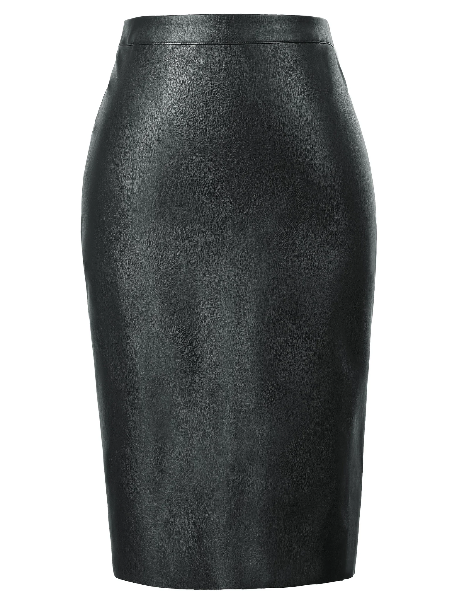 Kate Kasin, сексуальные кожаные юбки с высокой талией, женские элегантные офисные юбки-карандаш, женские эластичные трапециевидные юбки - Цвет: Black