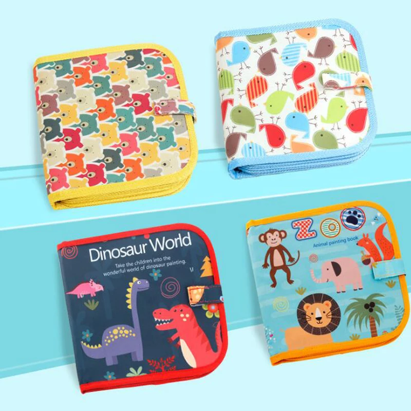 

Portable Soft Chalk Board Drawing Book Animal Marine Life Coloring Book DIY Blackboard Painting Drawing Board With 12 Pens