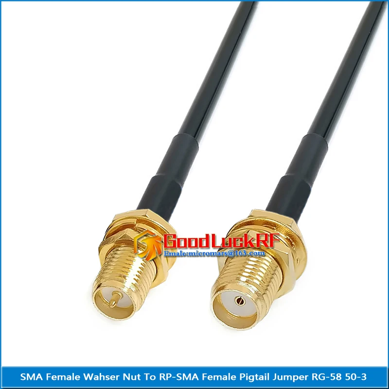 

Dual RP SMA RP-SMA Female to SMA Female Washer O-ring Bulkhead Nut Pigtail Jumper RG-58 RG58 3D-FB Extend cable 50 Ohm copper