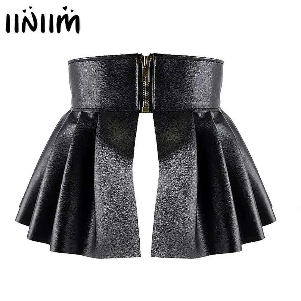 

Womens Sexy Mini Skirts Ladies Femem Faux Leather Pleated Side Split Embellished Studded Skirt for Evening Parties Clubwear