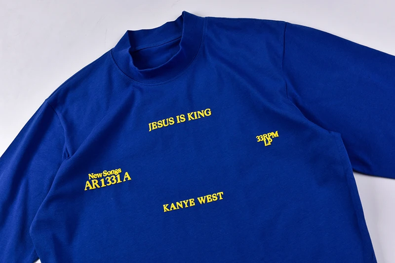 Kanye West Jesus is King LA вечерние футболки для прослушивания, Мужская водолазка, Свободный пуловер, футболка, свободная уличная одежда, Harajuku футболка
