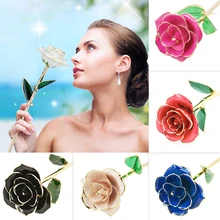 

NEW TY 24k Gold Dipped Rose Flower Artificial Flowers Eternal Rose with Stand Forever Love In Box Birthday Valentine Day Gift