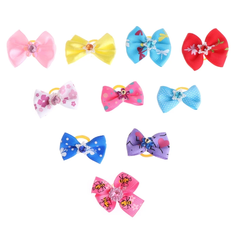 

10 Pcs Pet Hair Band Bow Knot Grooming Headdress Dog Cat Decoration Accessories
