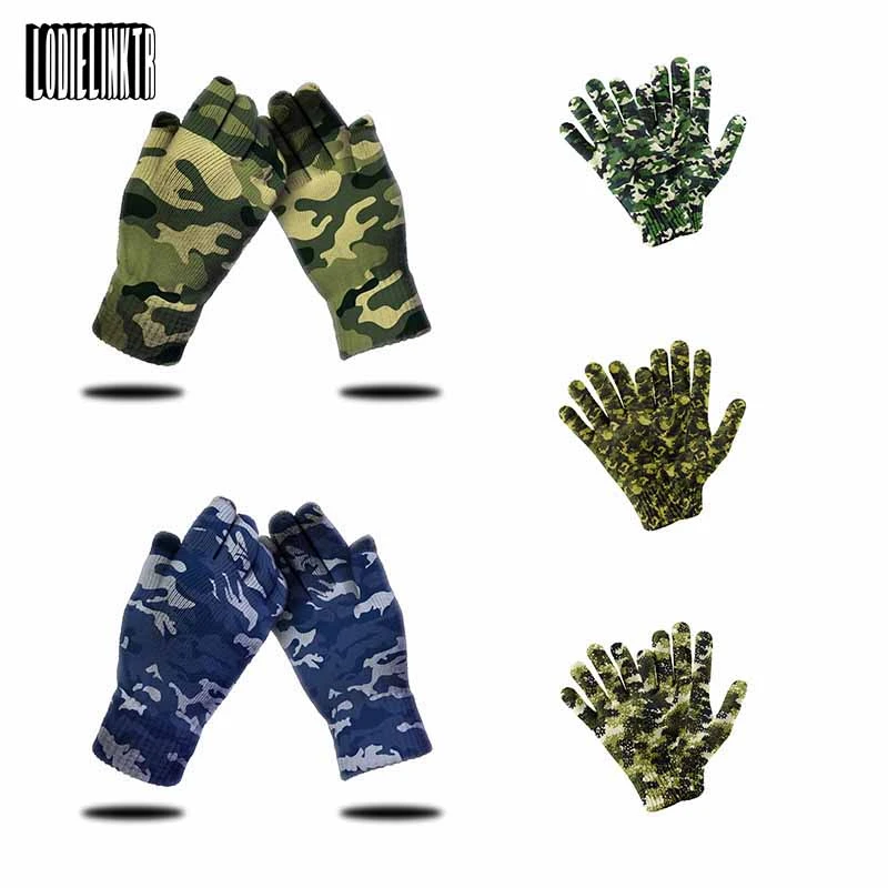Camouflage Series Spring Mittens For Men Working Garden Knitted Gloves Touch Screen Mobile Phone Outdoor Sports Cycling Gloves hardy work gloves