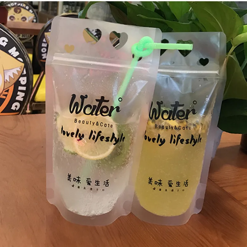 50pcs Water pattern zip lock stand up plastic bags juice drink beer milk tea packages 500ml large transparent seal sealing pouch5