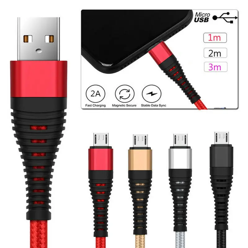 Длинный Плетеный usb-кабель для быстрой зарядки и передачи данных Micro USB type C iOS |
