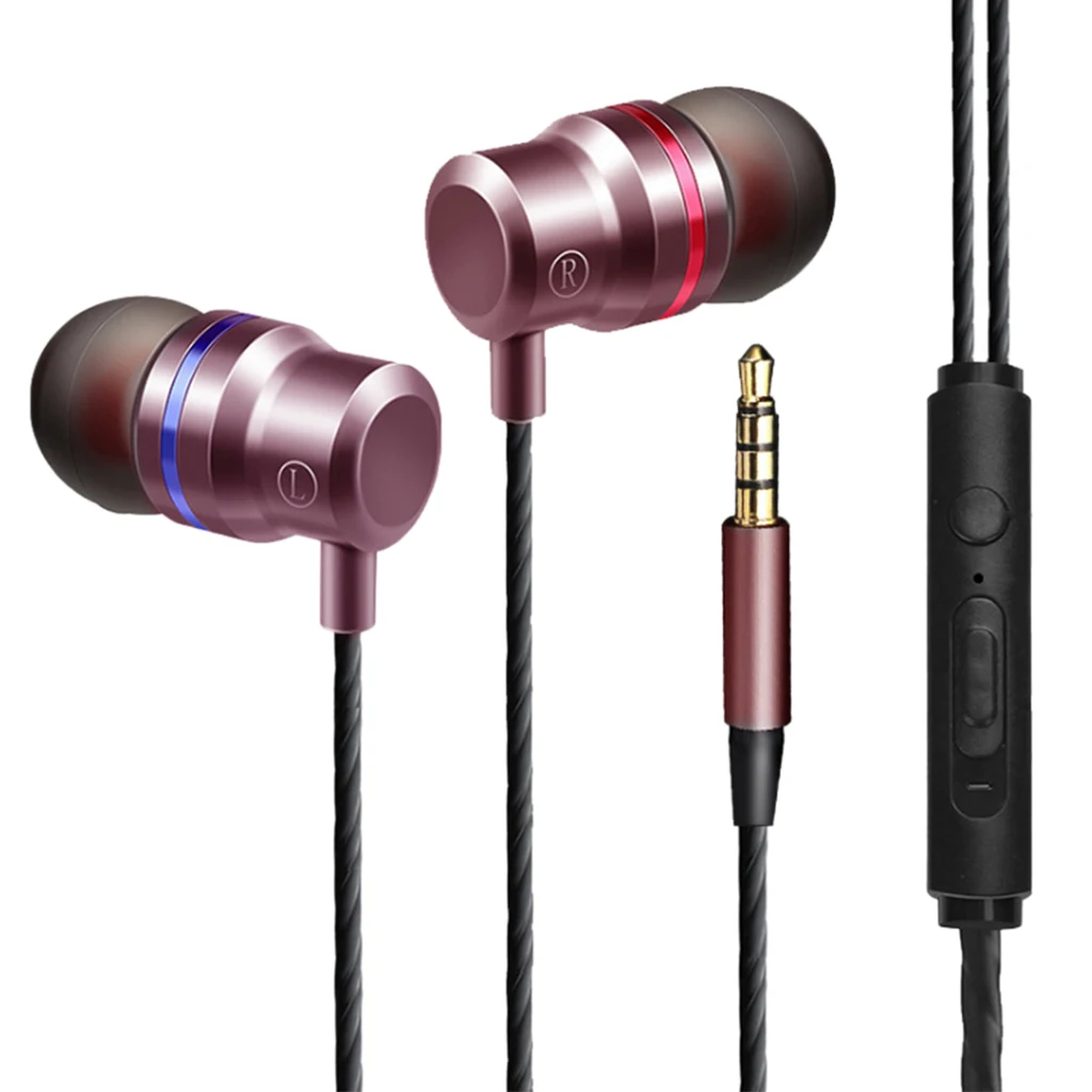 Universal 3.5mm Plug In-Ear Phone Bass Earphones Headsets With Mic& Sound Remote Music Gaming Headphones For iPhone Samsung - Цвет: Pink 1.2m