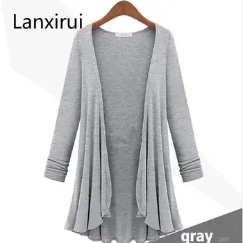 

Spring And Summer European Style Plus Size Women Was Thin Coat Fat Mm Long Section Knit Cardigan Air -Conditioned Soft Shirt