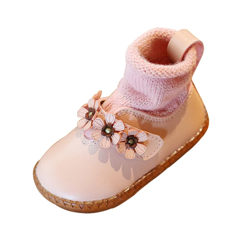 COZULMA/детская повседневная обувь на застежке-липучке с цветочным принтом; сезон осень-зима; детская обувь на плоской подошве с нескользящим ремешком в стиле пэчворк для девочек; размеры 21-30
