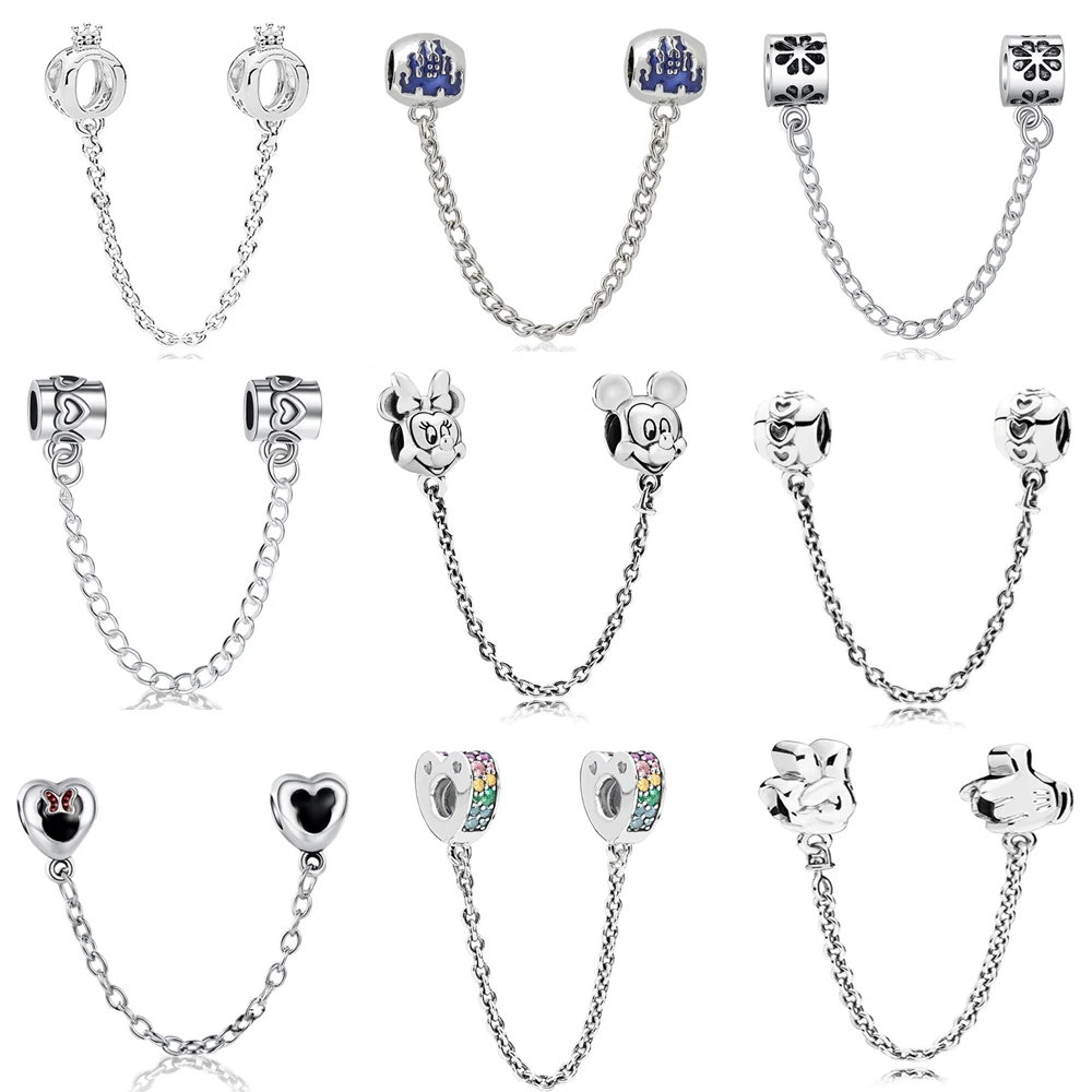 28 стилей посеребренный бисер амулет сердечко любви Микки Минни безопасная