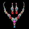 Vintage Female Rainbow Crystal Jewelry Set Charm Gold Silver Color Wedding Drop Earrings For Women Luxury Bridal Chain Necklace ► Photo 2/6