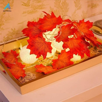 

ASTRORA Artificial Flowers 2M 10LED Fairy String Lights Maple String Light Outdoor Decoration Christmas Party Decoration