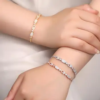 

2020 New Arrival Korean Elegant Shine Cubic Zirconia Shell Adjustable Bracelet for Women Fashion Wedding Party Jewelry Girl Gift