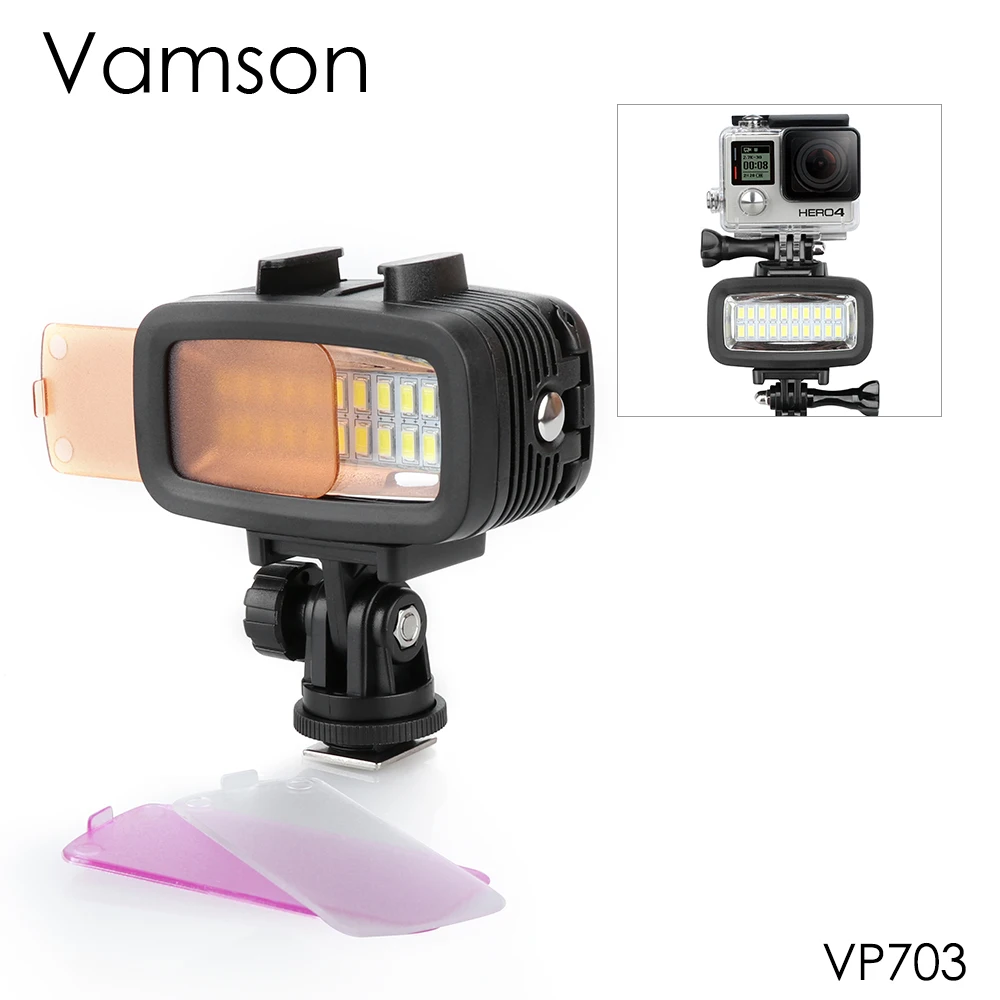 Vamson Водонепроницаемый светодиодный светильник для дайвинга Gopro Hero7 6 5 4 подводная