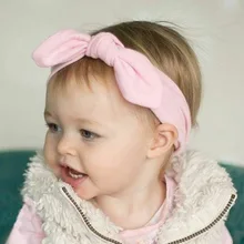 Европейская и американская детская лента для волос с бантиком из чистого хлопка, мягкая розовая повязка для волос с кроликом и ушастым ухом, аксессуары для волос для крещения принцессы, 3 шт