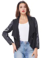 Вечернее Женское пальто Женская мотоциклетная байкерская куртка из искусственной кожи сплайсинга 2019 Новая мода