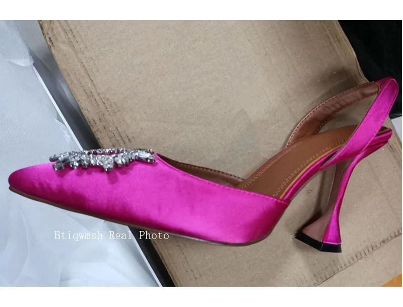 Босоножки со стразами; женская обувь с острым носком; Подсолнух с кристаллами; цвет радуги; необычные туфли на высоком каблуке; женская пикантная Свадебная обувь