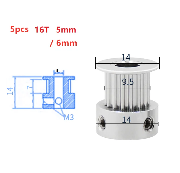 5 шт. алюминиевые детали для ремня ГРМ GT2 / 6 мм|Шкивы| |