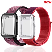 Спортивный ремешок+ чехол для Apple Watch 38 мм 42 мм 40 мм 44 мм iWatch 5 4 3 2 спортивный Браслет Apple watch 4 чехол Защита экрана