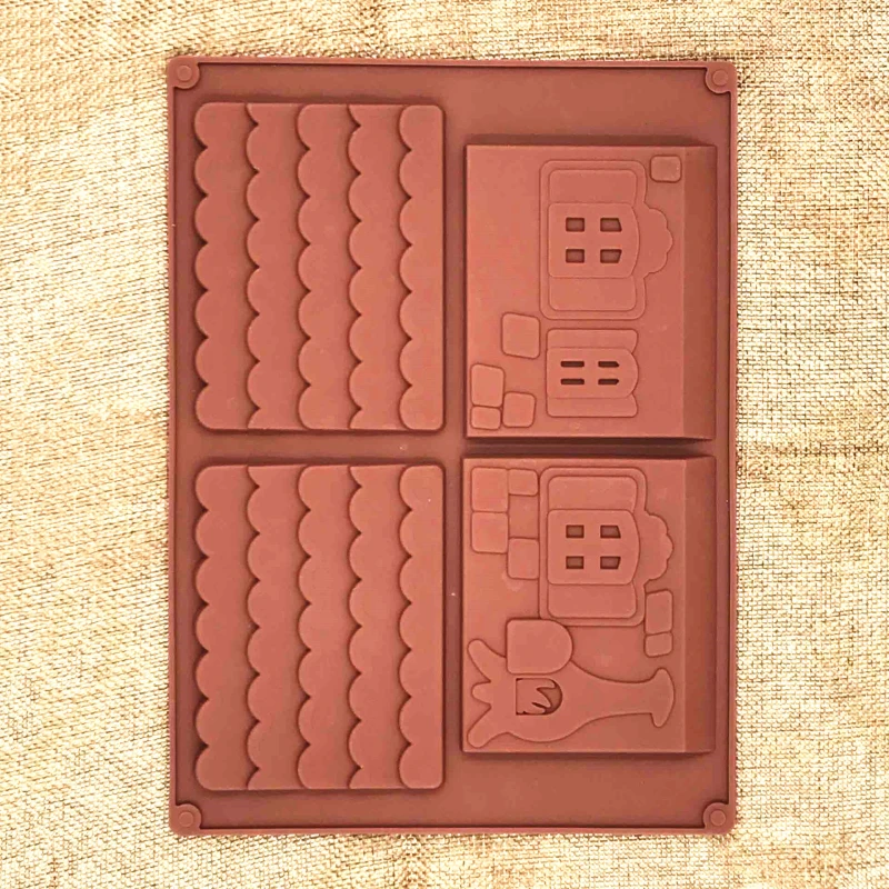 2 шт./компл. 3D Силиконовые Формы Рождественские пряничный домик шоколадная форма для выпечки тортов DIY выпечка печенья Кухня Инструменты для выпечки разные цвета