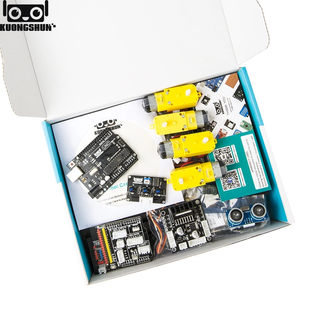 Новейший умный и развивающий игрушечный автомобиль для Arduino UNO R3 стартовый набор с учебником
