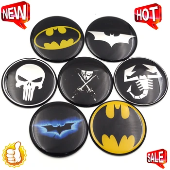

High quality 1pc 56mm Batman Vman Puniser Hellboy Scorption Skull Car Wheel Center Caps Badge Sticker Emblem car styling