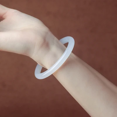 

Natural Hetian Jade White 54-64mm Bracelet Elegant Princess Jewelry Gift for Mother and Girlfriend