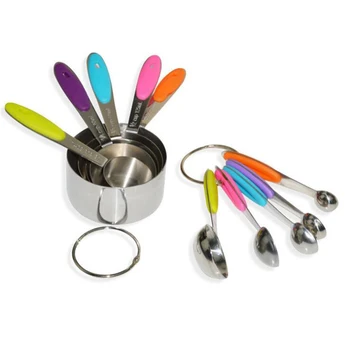 

Reusable Stainless Steel Measuring Spoon Set, 1/4, 1/2, 1 Tsp for Dry and Liquid (5 Spoons + 5 Cups)