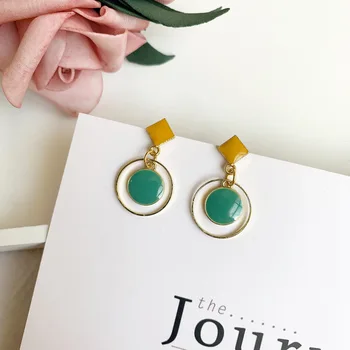 

S925 Silver Needle Retro Contrast Color Oil Drop-Earrings Non-mainstream Sense of Design Online Celebrity Earrings MORI Series S