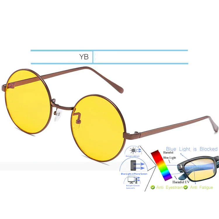 IVSTA круглые очки с защитой от синих лучей, компьютерный синий светильник, блокирующая игровая желтая оптическая рамка ночного видения для мужчин и женщин, золотистый металл
