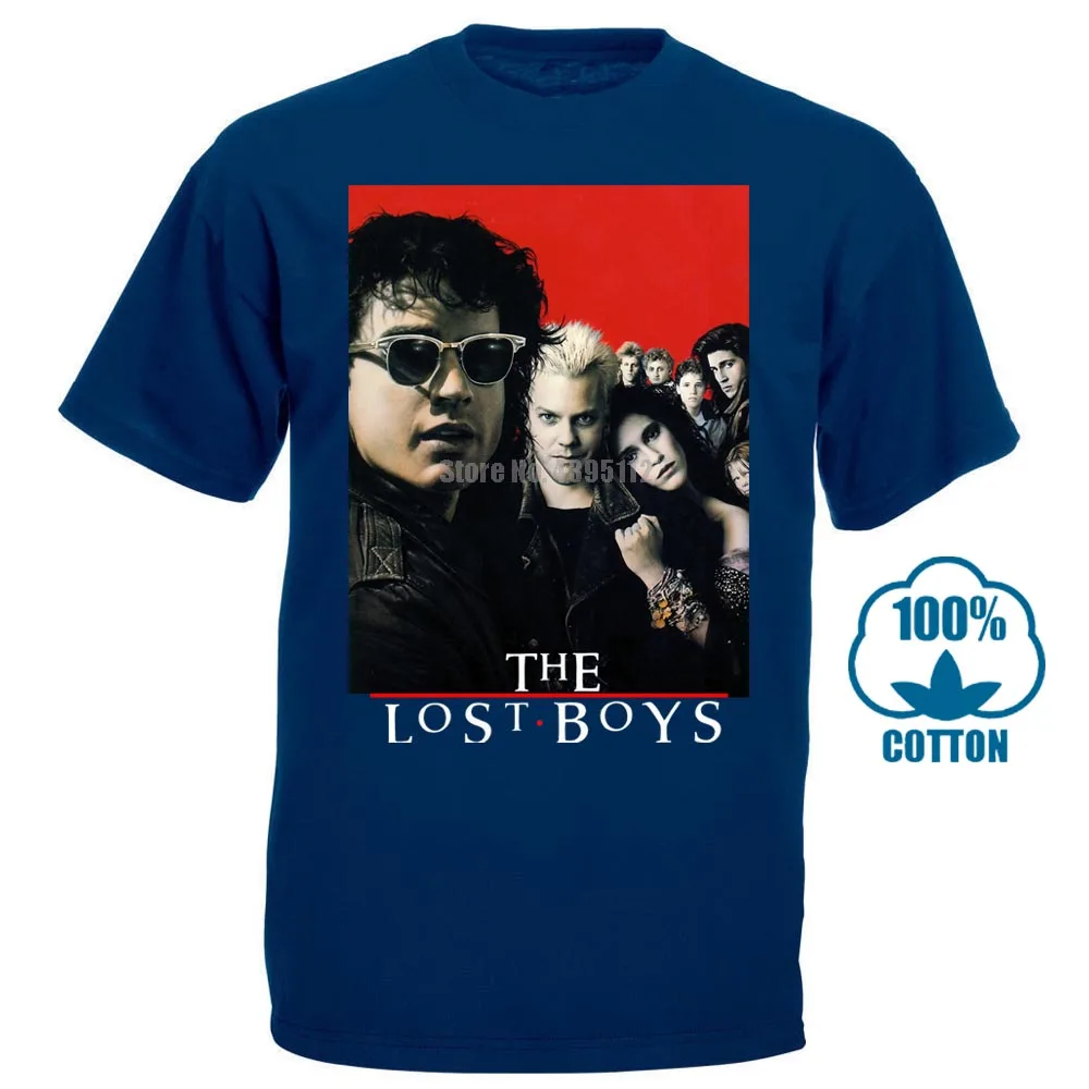 Мужская черная футболка в винтажном стиле с принтом из фильма ужасов «The Lost Boys 80 S», новая одежда из США - Цвет: Тёмно-синий