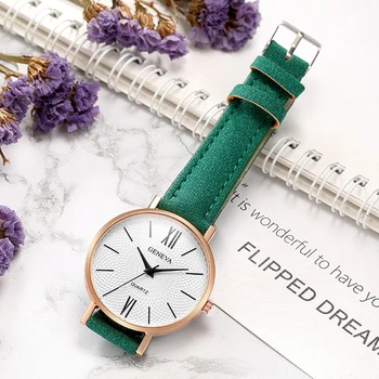 

Fashion Clock Leather Ladies Watch Roman Numerals Quartz Watches Simple Fashion Women Wrist Watches